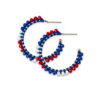 INK + ALLOY Game Day Crystal Threaded Bead Hoop Earrings - Handcrafted Statement Hoops for Sports Moms & Fans - Lightweight, Sparkling Style - Perfect for Gameday, Glass, No Gemstone