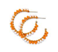 INK + ALLOY Game Day Crystal Threaded Bead Hoop Earrings - Handcrafted Statement Hoops for Sports Moms & Fans - Lightweight, Sparkling Style - Perfect for Gameday, Glass, No Gemstone