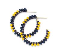 INK + ALLOY Game Day Crystal Threaded Bead Hoop Earrings - Handcrafted Statement Hoops for Sports Moms & Fans - Lightweight, Sparkling Style - Perfect for Gameday, Glass, No Gemstone