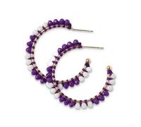 INK + ALLOY Game Day Crystal Threaded Bead Hoop Earrings - Handcrafted Statement Hoops for Sports Moms & Fans - Lightweight, Sparkling Style - Perfect for Gameday, Glass, No Gemstone