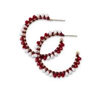 INK + ALLOY Game Day Crystal Threaded Bead Hoop Earrings - Handcrafted Statement Hoops for Sports Moms & Fans - Lightweight, Sparkling Style - Perfect for Gameday, Glass, No Gemstone