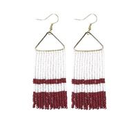 INK+ALLOY Game Day Earrings for Women, Beaded Fringe Earrings for Football Gameday Outfits, Handmade Jewelry for College Students, Team Gifts, Teachers, Football Moms, Glass, No Gemstone