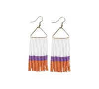 INK+ALLOY Game Day Earrings for Women, Beaded Fringe Earrings for Football Gameday Outfits, Handmade Jewelry for College Students, Team Gifts, Teachers, Football Moms, Glass, No Gemstone