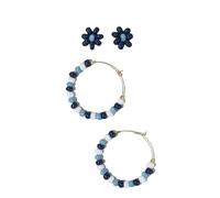 INK+ALLOY Game Day Earrings for Women, Small Beaded Hoops for College Football Fans, Handmade Jewelry for College Students, Alumni, Teachers, Team Gifts, 3/4-Inch, Assorted Sizes, Glass, No Gemstone