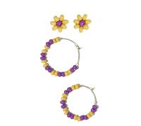 INK+ALLOY Game Day Earrings for Women, Small Beaded Hoops for College Football Fans, Handmade Jewelry for College Students, Alumni, Teachers, Team Gifts, 3/4-Inch, Assorted Sizes, Glass, No Gemstone