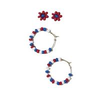 INK+ALLOY Game Day Earrings for Women, Small Beaded Hoops for College Football Fans, Handmade Jewelry for College Students, Alumni, Teachers, Team Gifts, 3/4-Inch, Assorted Sizes, Glass, No Gemstone