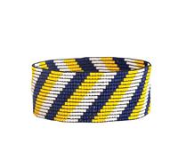INK + ALLOY Game Day Striped Cuff Bracelets for Women, Beaded Stretch Bracelet for Football Gameday Outfits, Handmade Jewelry for College Students, Teachers, Football Moms, 1-Inch W, One Size, Glass