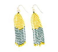 INK + ALLOY Game Day Tassel Seed Bead Earrings - Handcrafted Statement Earrings ready for Gameday! - Lightweight & Bold, Glass, No Gemstone
