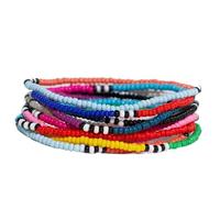INK + ALLOY Women's Sage Color Block Beaded 10 Strand Stretch Stackable Bracelets Handmade Jewelry for the Modern Bohemian (Multi Color Color Block), no gemstone