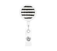 Ink and Gold Dot Stripes Print Retractable Badge Holder, Cute Nursing Badge Reel, Badge Clip Id Card Holders
