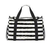 Ink and Gold Dot Stripes Travel Duffel Bag Weekend Bag Weekender Overnight Carry On Hand Bag Workout Sport Hospital