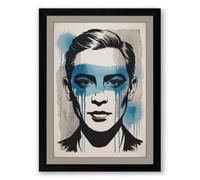 Ink and Watercolor Portrait Modern Framed Wall Art Print A3 (42×29.7cm) Black, Wall Decor for Living Room, Bedroom, Office & Home, Ready to Hang, Art Gift