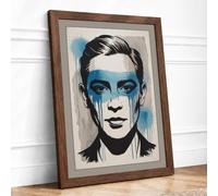 Ink and Watercolor Portrait Modern Framed Wall Art Print A3 (42×29.7cm) Walnut, Wall Decor for Living Room, Bedroom, Office & Home, Ready to Hang, Art Gift
