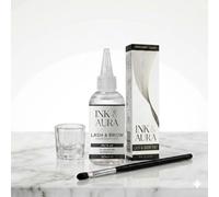 INK & AURA Professional Tinting Kit - Eyebrow Dye Full Size Set - 15ml Tint, 50ml Tint Developer, Glass Mixing Dish, Tint Brush (BLACK KIT)