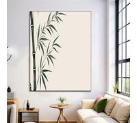 Ink Bamboo Pictures For Living Room | 70X100Cm Prints For Walls | Canvas Wall Art For Hallway Stairs | Room Decor | Unframed Posters | Beige Artwork (Simple Plants)
