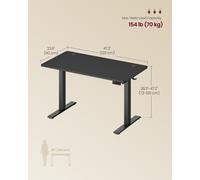 (Ink Black) Height Adjustable Desk, Electric Standing Desk, 4 Memory Heights, Sedentary Reminder, 120 x 60 cm