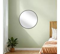 (Ink Black) Round Mirror, 61 cm Bathroom Mirror for Wall, Metal Frame, Easy to Install, Modern Wall Mirror for Bathroom, Living Room