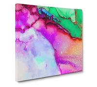 Ink Bliss in Abstract Modern Canvas Wall Art Print Ready to Hang, Framed Picture for Living Room Bedroom Home Office Décor, 14x14 Inch (35x35 cm)