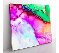 Ink Bliss in Abstract Modern Canvas Wall Art Print Ready to Hang, Framed Picture for Living Room Bedroom Home Office Décor, 35x35 cm (14x14 Inch)