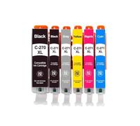 Ink Cartridges, Compatible with Canon, P-GI-270XL CLi-271XL | Dye ink set; CLI-271XL; MG5720, MG5721, MG5722, MG6820, MG6821, MG6822, MG7720(6Color 1set)