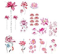 Ink Chinese Ancient Style Lotus Lotus Sticker Collarbone Back Flower Temporary Tattoo Waterproof Scar Cover Sticker