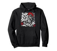 Ink Cuts Deep Samurai Calligraphy Warrior Pullover Hoodie
