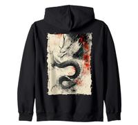 Ink Dragon Asian Art Mythical Beast Zip Hoodie