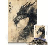 Ink Dragon Lore Jigsaw for Teenagers1000 Pieces Brain Skill True Detail Pattern Assemble Christmas Idea (38x26cm)