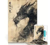 Ink Dragon Lore Jigsaw for Teenagers1000 Pieces Brain Skill True Detail Pattern Assemble Christmas Idea (38x26cm)