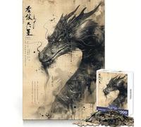 Ink Dragon Lore Jigsaw Puzzles 1000 Piece for Adults Memory Boost Cozy Fun Pattern Assemble Nice Decor (38x52cm)