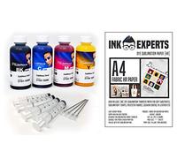 Ink Experts InkTec Sublinova Smart DTI Dye Sublimation Inks Fabric HR Paper (100 Sheets) Bundle Inc. Syringes