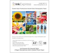 Ink Express A3 270gsm Nanoporous Pro Smooth Satin Photo Paper, 50 Sheets - Single Sided Resin Coated Inkjet Professional Satin Photographic Paper
