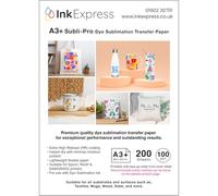 Ink Express Subli-Pro A3+ 100gsm Dye Sublimation Transfer Paper Compatible with EPSON, SAWGRASS, RICOH, Brother Sublimation Printers (200 Sheets)