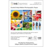 Ink Express Supersharp A4 160gsm Matte Photo Paper, 100 Sheets - Double Sided, Premium Quality, Medium Weight Inkjet Photographic Paper