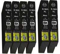 Ink Guru Replacement Black Ink for Epson 16XL Cartridges High Capacity Compatible for Epson Workforce WF-2750DWF WF-2630WF WF-2010W WF-2510WF WF-2520NF WF-2530WF WF-2540WF WF-2650DWF (6 Black)