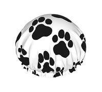 Ink Hand Drawn Seamless Dog Paws Waterproof Shower Cap,Elastic Bathing Hair Cap Environmental Protection Hair Bath Caps, Double WaterproofBathing Shower Hat