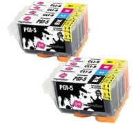 INK INSPIRATION® Replacement for Canon PGI-5 CLI-8 Ink Cartridges 8-Pack, Use with Canon Pixma iX4000 iX5000 iP3300 iP3500 MP510 MP520 MX700, Black/Cyan/Magenta/Yellow