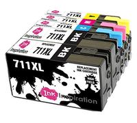 Ink Inspiration® Replacement for HP 711 711XL Ink Cartridges 5-Pack, Use with HP DesignJet T120 T520, Black/Cyan/Magenta/Yellow