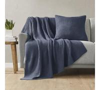 INK+IVY Bree Knit Throw Premium Soft Texture Cozy Summer Blanket, Lightweight, Breathable Cover, Trendy Cottage Lifestyle for Couch, Bed, Living Room Décor, 50x60, Indigo