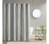 INK+IVY Imani Tufted Chenille 100% Cotton Shower Curtains Machine Washable, Modern Home Bathroom Décor Bathtub Privacy Screen, 72" x 72", Grey