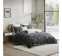 INK+IVY Reversible Cotton Quilt Set - Trendy Chevron Design Summer Cover Breathable Coverlet, Lightweight All Season Bedding Layer for Winter, Matching Shams, King/Cal King(104"x92"), Black 3 Piece