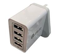 Ink Jungle 4x USB Quick Charging 3.0 Mains Wall Charger 34W/6.2A 4x Port USB UK Plug for Apple iPad, iPhone 11/12/13 SE XS XR X 8 7 6, Samsung Galaxy S10 Plus S9 S8 S7