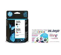 Ink Jungle HP 305 Black & Colour Ink Cartridge For HP DeskJet 2320 2710 2710e 2720 2720e 2721 2721e 2722 2722e 2723 2724 4110e 4120e 4122e 4130e Printers Charity Recycling Bag