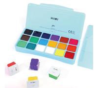 INK LAB HIMI Gouache Paint Kit 18 Vibrant Colors Non Toxic Paints Jelly Cup Design with Palette Portable for Professional Artists, Rich Pigment, 30ml/Cup