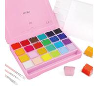 INK LAB HIMI Gouache Paint Kit 24 Vibrant Colors Non Toxic Paints Jelly Cup Design with Paint Brushes Palette Portable for Professional Artists, Rich Pigment, 30ml/Cup