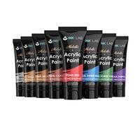 INK LAB Metallic Acrylic Paint Set 8 Colors Metallic Paints Non Toxic for Artists Beginners Rocks Crafts Canvas Wood Painting, Rich Pigment & No Fading, 75ml/Tubes
