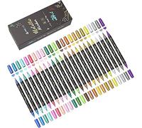INK LAB Metallic Marker Pens 24 Colors Dual Tip for Black Paper & Scrapbook