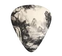 Ink Landscape Printed pick set - 12 pieces, thin, medium and thick guitar picks, suitable for guitar, bass, electric guitar and ukulele