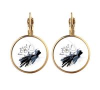 Ink Lotus Flower Flower Gold Clip On Drop Earrings Non Piercing Dangle Jewelry