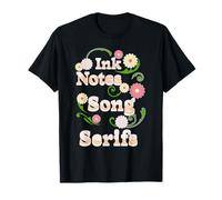 Ink Notes Song Serifs Retro Floral Type Aesthetic Humor T-Shirt